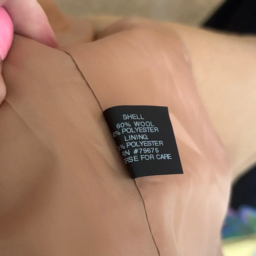 NWT Anne Klein Women's Camel  Double-Breasted wool  Pea Coat Sz XL - Picture 9 of 13